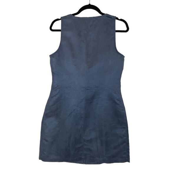 Jack by BB Dakota Blue Suede Zip Up Mini Shift Dress Sleeveless Pockets Crewneck - Picture 3 of 9